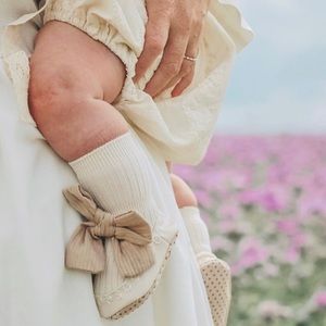 Adorable Cream Baby Socks with Bow